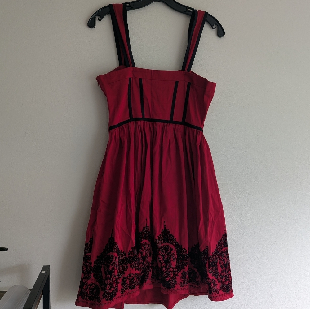 Hot Topic Goth Punk Velvet Skull Cameo Halloween Corset Dress Size XS - Picture 2 of 3